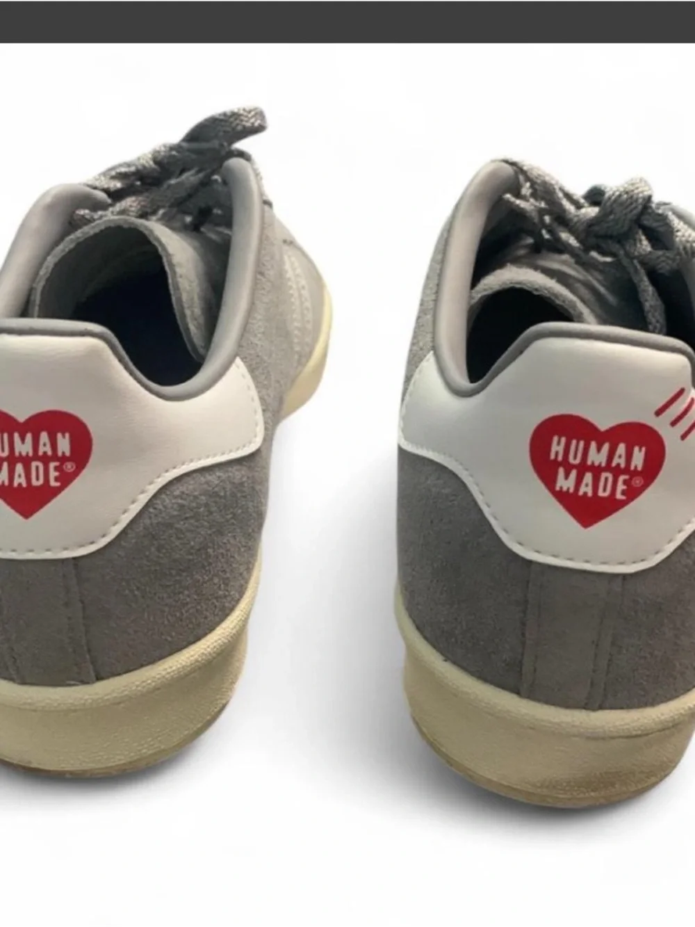 Adidas x Human Made Gray 11 Suede Low-Top Sneakers with Cream Sole